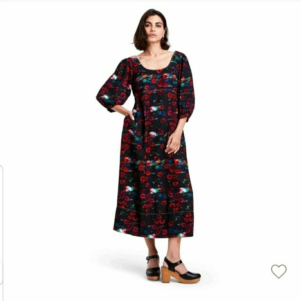 Rachel Comey x Target Floral Print Volume 3/4 Sleeve Midi Dress